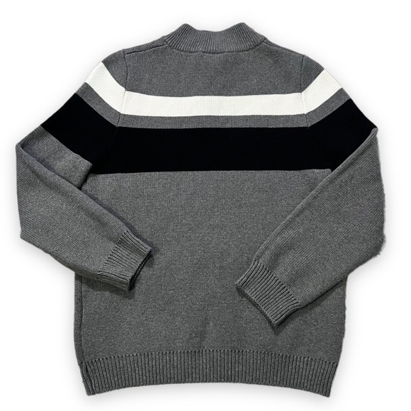 Hanna Andersson Sweater Zipper Mock Neck Stripes 100% Cotton Gray 140cm/US10 - Picture 5 of 7